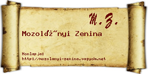 Mozolányi Zenina névjegykártya